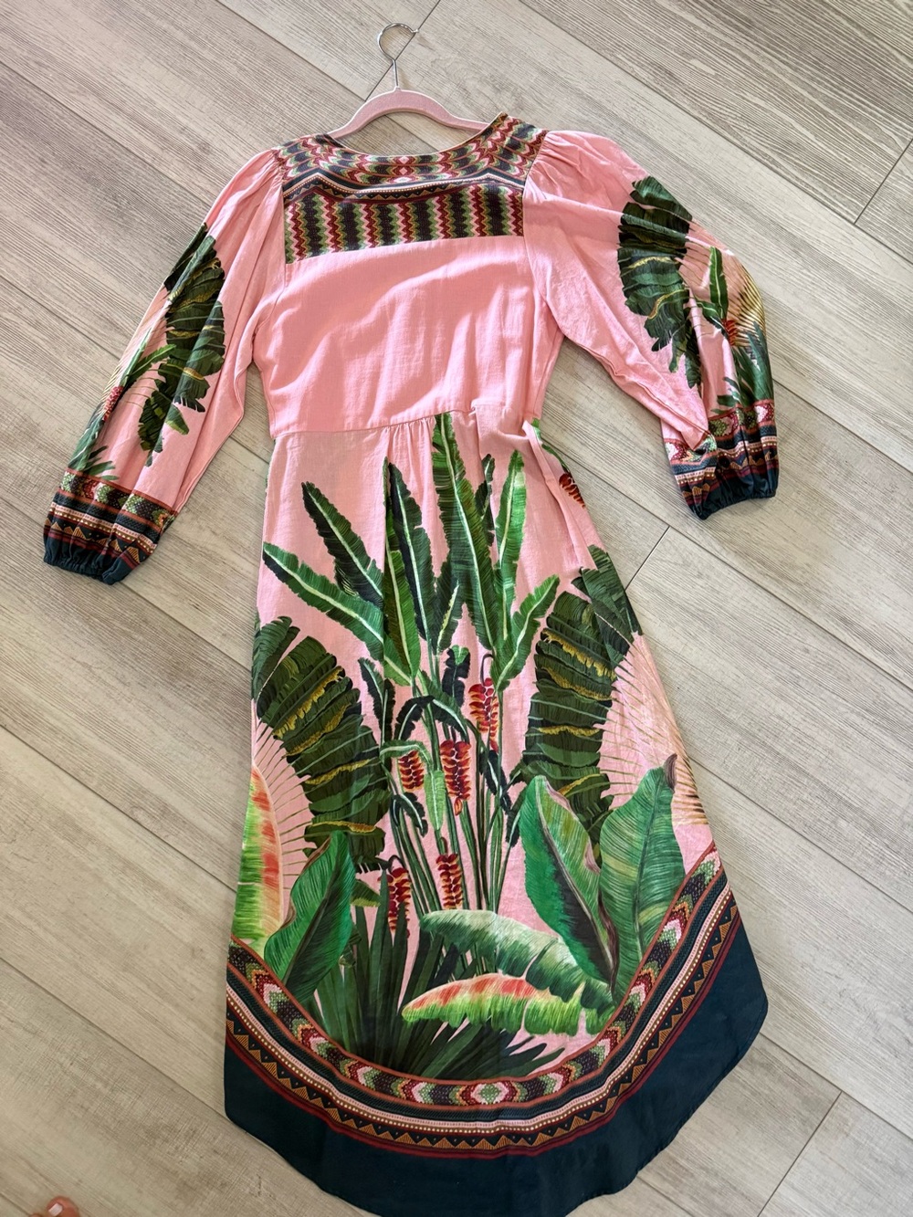 FARM Rio Pink Maxi Dress with Green Tropical Print - Picture 8 of 8
